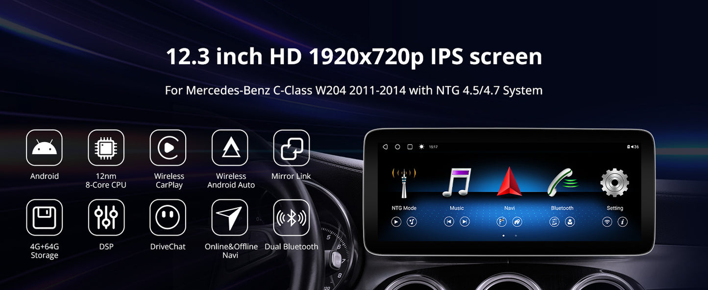 ATOTO 12.3" Car Stereo with Wireless CarPlay & Android Auto Compatible with Mercedes Benz A/GLA Class 2013-2015 , Keep Original Function, GPS Tracking, AI DriveChat, 4G LTE, Dual BT
