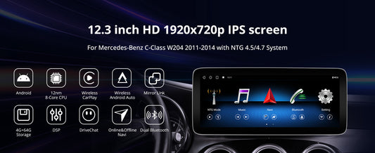 ATOTO 12.3" Car Stereo with Wireless CarPlay & Android Auto Compatible with Mercedes Benz B Class 2011-2014 NTG 4.0/4.5 System, Keep All Factory Original Function, GPS Tracking, AI DriveChat, Dual Bluetooth, 4G LTE
