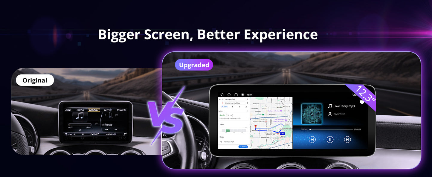 ATOTO 12.3" Car Stereo with Wireless CarPlay & Android Auto Compatible with 2011-2014 C Class Mercedes Benz NTG 4.5 System, Keep All Factory Original Function, GPS Tracking, AI DriveChat, Dual Bluetooth, 4G LTE
