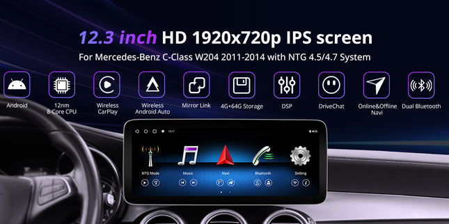 ATOTO 12.3" Car Stereo with Wireless CarPlay & Android Auto Compatible with  Mercedes Benz A/GLA Class 2013-2015 , Keep Original Function, GPS Tracking, AI DriveChat, 4G LTE, Dual BT