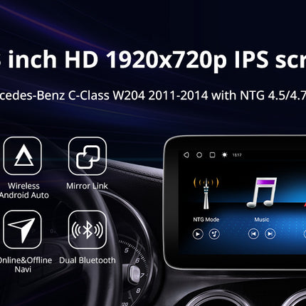 ATOTO 12.3" Car Stereo with Wireless CarPlay & Android Auto Compatible with Mercedes Benz C Class 2008-2010 NTG 4.0 System , Keep Original Function, GPS Tracking, AI DriveChat, 4G LTE, Dual BT