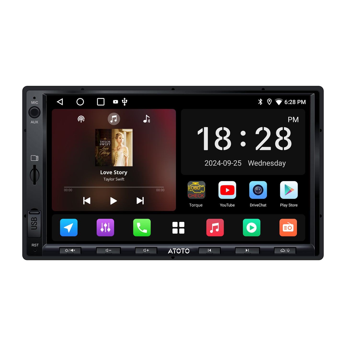 A5L Android Double DIN Car Stereo with OBD II, ATOTOEXCEL 7 inch 1280 x720 IPS Touchscreen Double DIN Radio, 2G+32G, Wireless Carplay Android Auto, 24-B EQ DSP, WiFi/BT Tethering, GPS Tracker