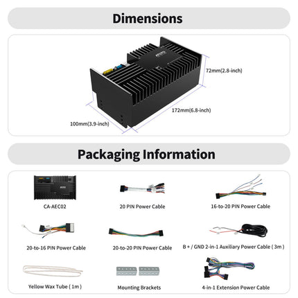 POWER PACK FOR HEAD UNIT WITH SPDIF INPUT ATOTO 4-CHANNEL AMPLIFIER