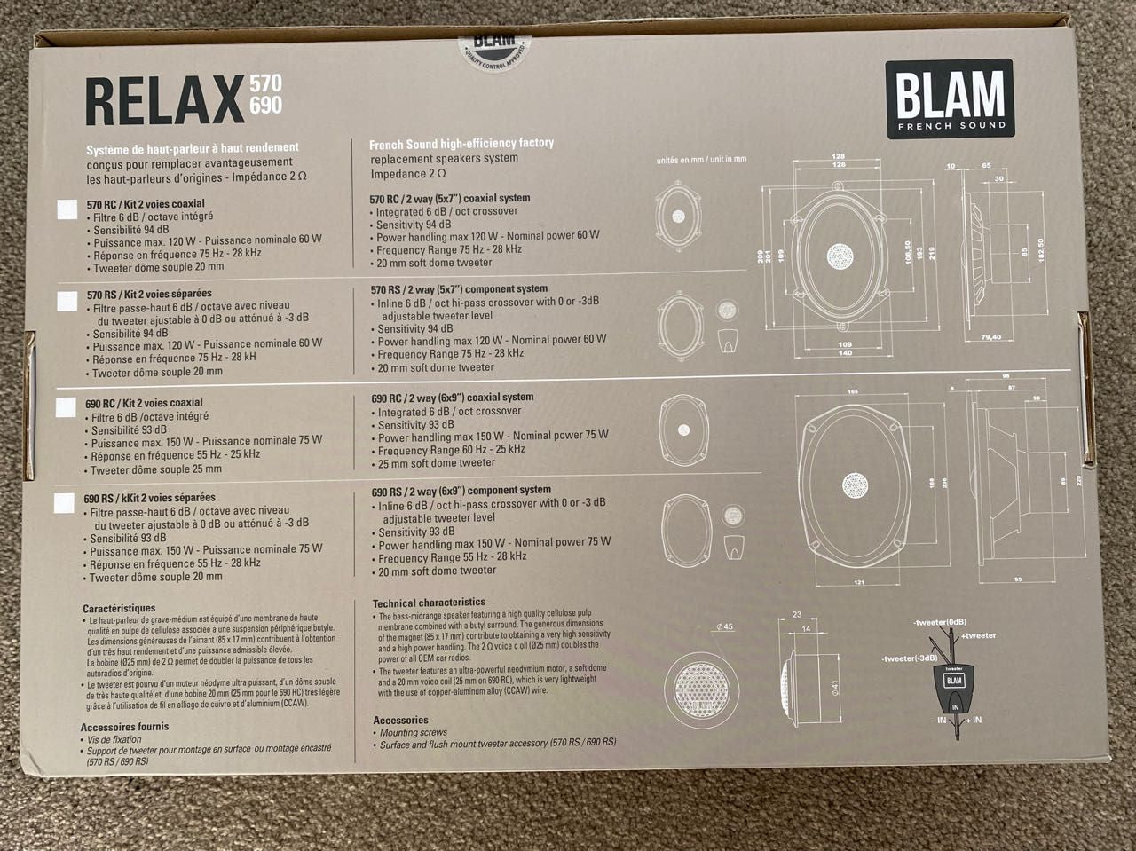 BLAM 690 RS HIGH EFFICIENCY 2 O 130 MM (5.25’’) 2-WAY COMPONENT SYSTEM