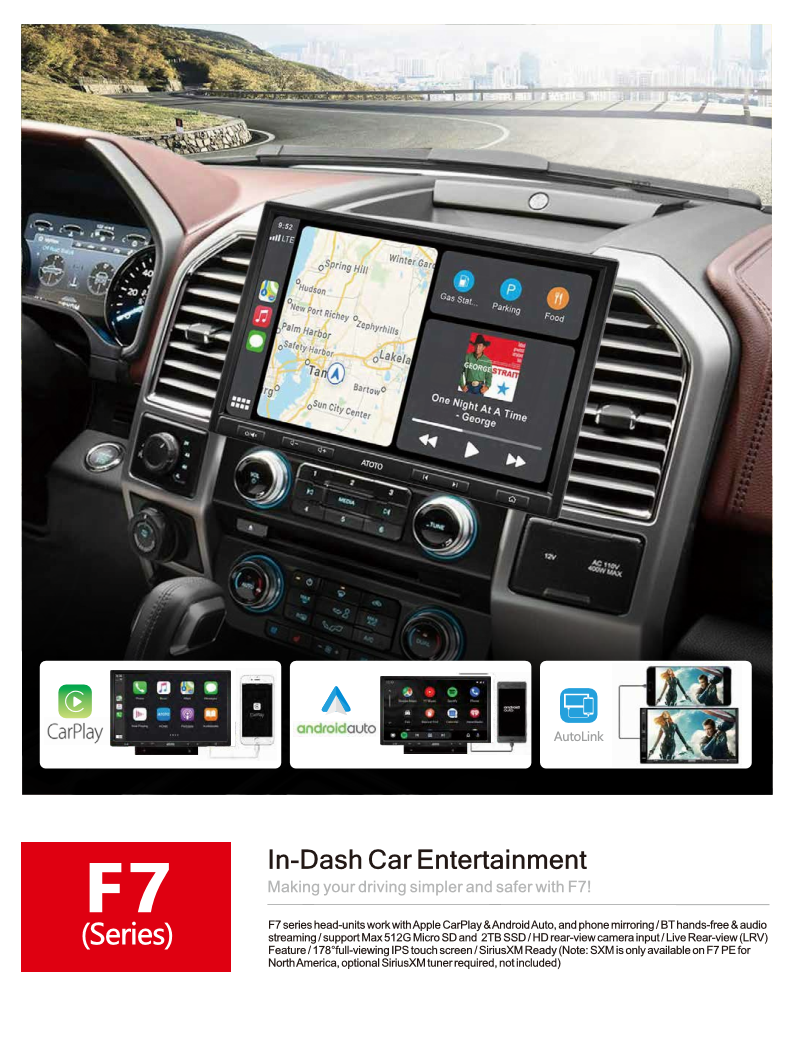 ATOTO 10.1" Stereo with Wireless Carplay& Android Auto (Model: F7G110XE)